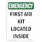 Signmission Safety Sign, OSHA EMERGENCY, 10" Height, First Aid Kit Located Inside, Portrait OS-EM-D-710-V-10489 - alternate 1